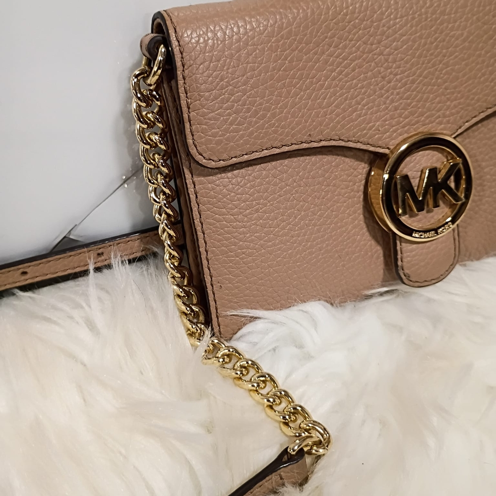 Michael Kors Taupe Crossbody Bag with Gold Accents - Picture 3 of 11
